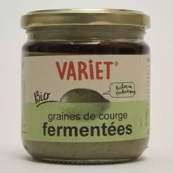 jar of fermented pumpkin seed paste biovie fermented oilseed