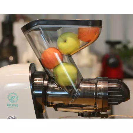 Juice Me up, simple, powerful, low speed, processes whole fruits.