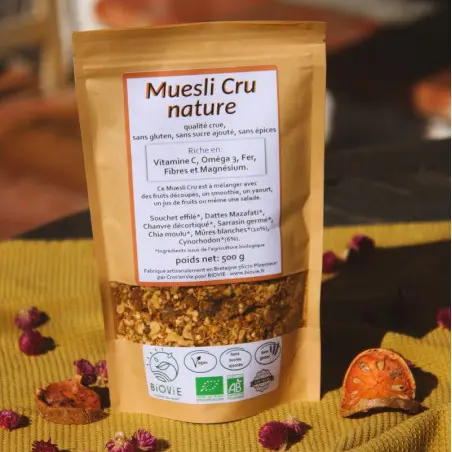 Natuurlijke rauwe muesli 500g kraft zakje