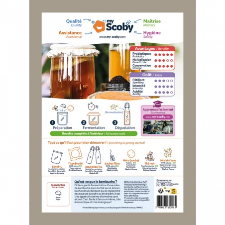 back of the Orisae homemade kombucha kit box