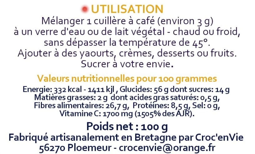 Valeurs nutritionnelles